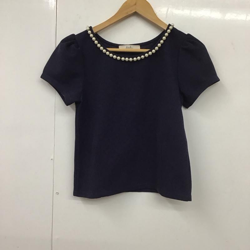 ダズリン dazzlin カットソー 半袖 021430600101 パークネック M 無地 紺 / ネイビー / レディース USED 古着 中古 10131330