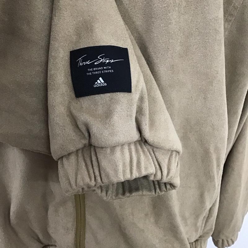 アディダス adidas ジャケット、上着 ジャケット、ブレザー h29548 スウェードジャケット ジップアップジャケット ノーカラージャケット L 無地 ベージュ / ベージュ / レディース USED 古着 中古 10124211