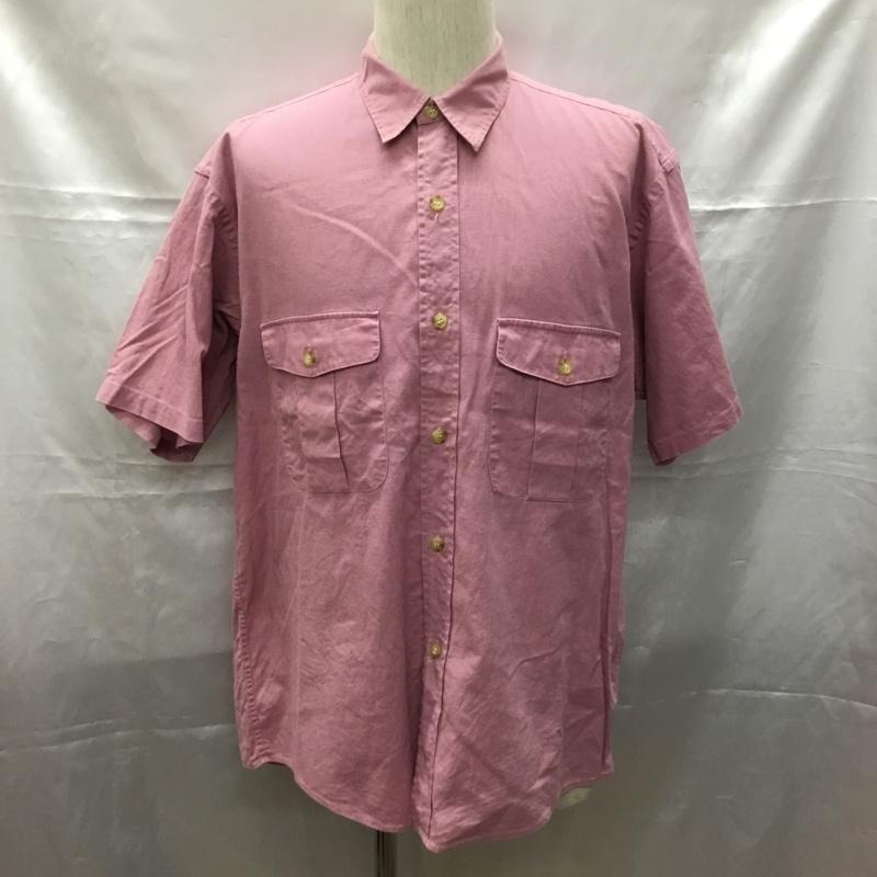 チャップスラルフローレン CHAPSRALPHLAUREN シャツ、ブラウス 半袖 半袖シャツ カラーシャツ 半袖カットソー 無地シャツ 80s 水兵タグ L 無地 桃 / ピンク /  メンズ USED 古着 中古 10109339