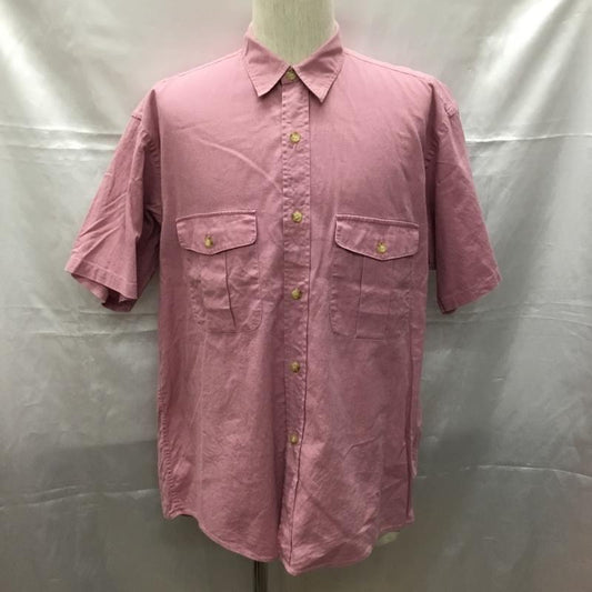 チャップスラルフローレン CHAPSRALPHLAUREN シャツ、ブラウス 半袖 半袖シャツ カラーシャツ 半袖カットソー 無地シャツ 80s 水兵タグ L 無地 桃 / ピンク /  メンズ USED 古着 中古 10109339