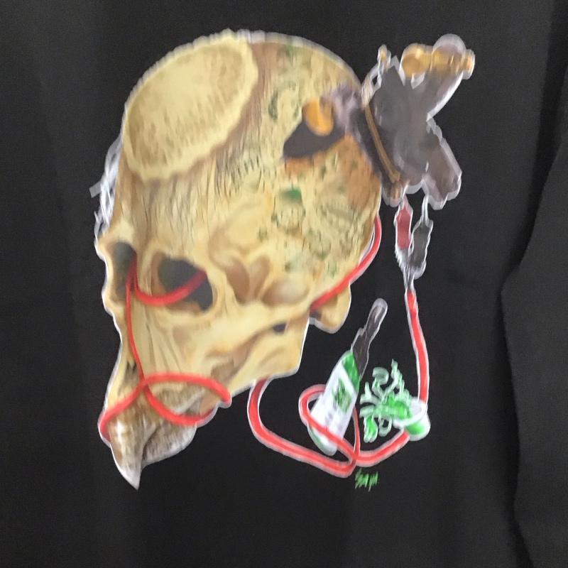 スパーグリーン SUPER GREEN Tシャツ 長袖 長袖カットソー プリントカットソー クルーネック M プリント 黒 / ブラック / メンズ USED 古着 中古 10139303