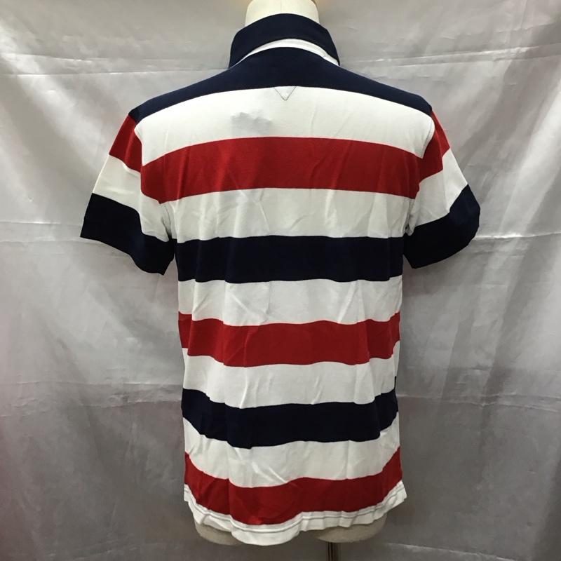トミーヒルフィガー TOMMY HILFIGER ポロシャツ 半袖 半袖カットソー 半袖ポロシャツ カラーシャツ S ボーダー柄 白 / ホワイト / X 赤 / レッド / X 紺 / ネイビー /  メンズ USED 古着 中古 10111036