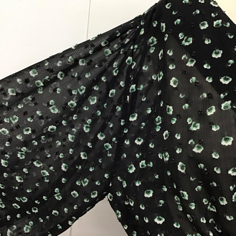 ダブルクローゼット w closet ワンピース ロングスカート 313273 半袖 シャーリング 総柄 黒 / ブラック / レディース USED 古着 中古 10116478