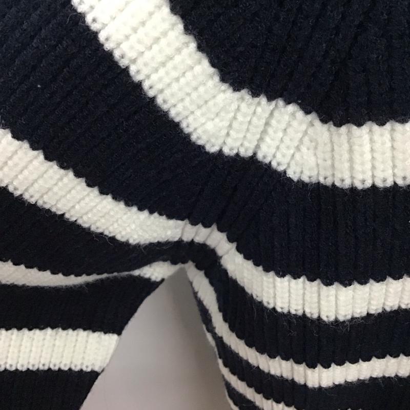 ザラ ZARA ニット、セーター 長袖 9667 126 105 フード付き M ボーダー柄 紺 / ネイビー / X 白 / ホワイト /  レディース USED 古着 中古 10115292