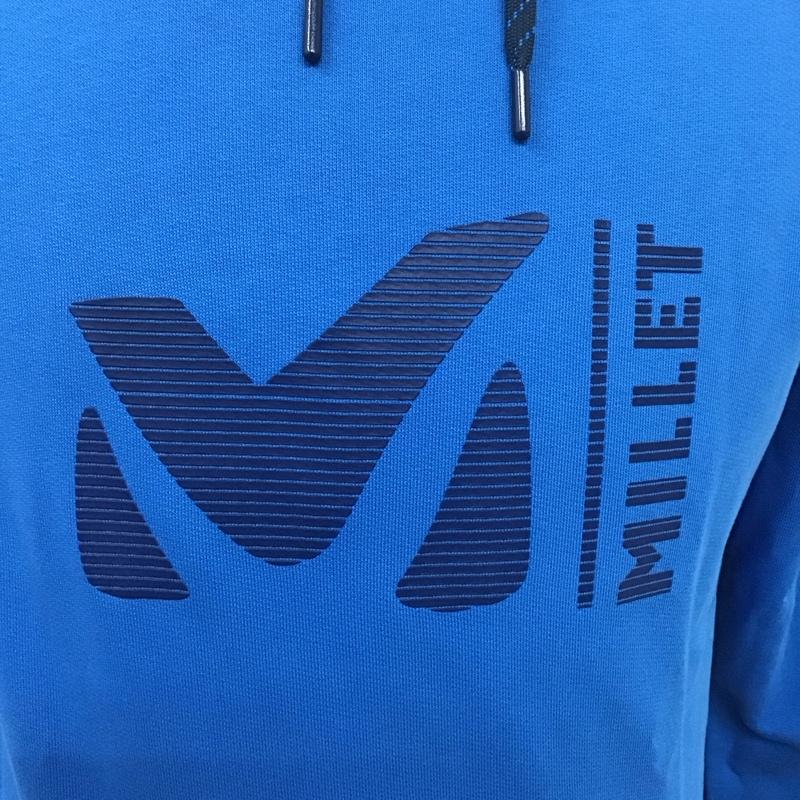 ミレー MILLET パーカー 長袖 長袖パーカー フード付きパーカー プリントスウェット トレーナー M ロゴ、文字 青 / ブルー /  メンズ USED 古着 中古 10124673