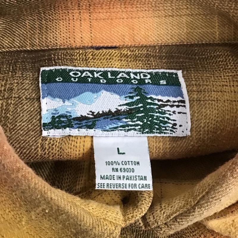 オークランド OAKLAND シャツ、ブラウス 長袖 コットン 胸ポケット L チェック 橙 / オレンジ / X 茶 / ブラウン / X 黄 / イエロー / メンズ USED 古着 中古 10107653