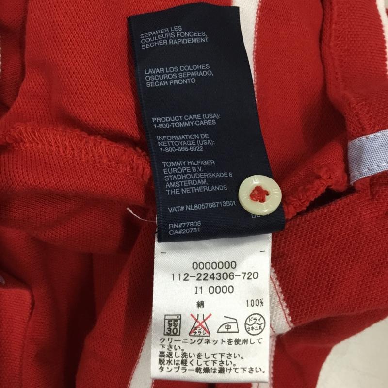 トミーヒルフィガー TOMMY HILFIGER ポロシャツ 半袖 ボーダー M ワンポイント 赤 / レッド / X 白 / ホワイト / メンズ USED 古着 中古 10117086