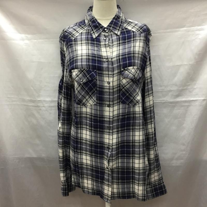 ディーゼル DIESEL シャツ、ブラウス 長袖 ワークシャツ S チェック 白 / ホワイト / X 黒 / ブラック / X 紺 / ネイビー / レディース USED 古着 中古 10118492