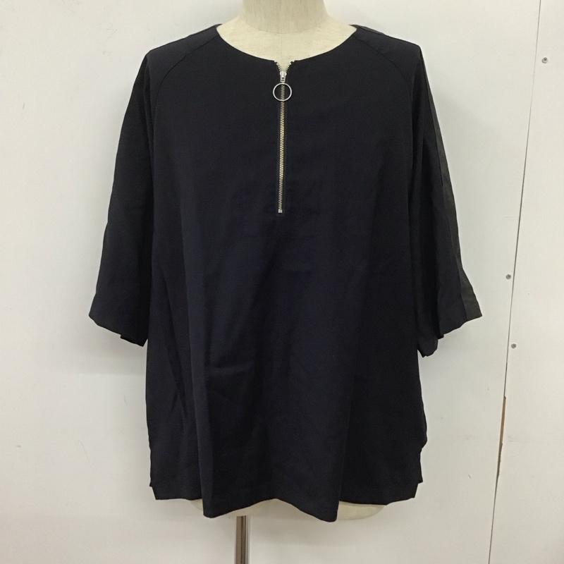 キャスパージョン CASPER JOHN カットソー 半袖 半袖カットソー ネックジップアップカットソー サイドラインカットソー 無地 紺 / ネイビー / メンズ USED 古着 中古 10106732