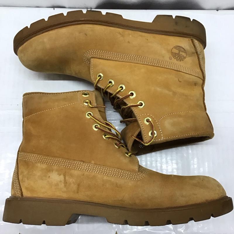 ティンバーランド Timberland ブーツ ショートブーツ 10066 6インチベーシックブーツ 10W レースアップ US:10 ワンポイント キャメル / キャメル / メンズ USED 古着 中古 10115664