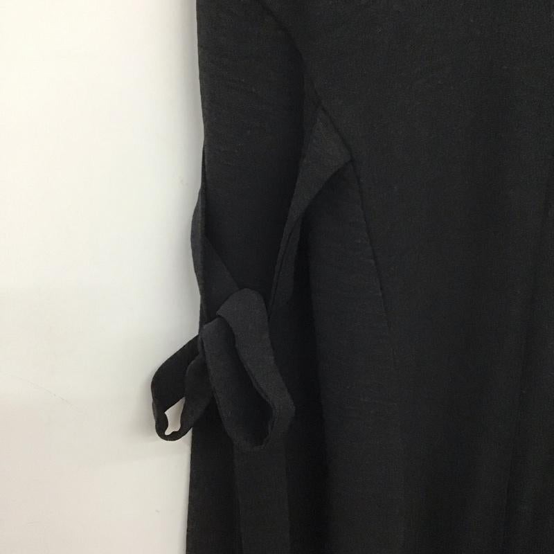 ザラ ZARA ワンピース ロングスカート 0264 670 800 FLOWY MIDI DRESS 半袖 サイドリボン S 無地 黒 / ブラック / レディース USED 古着 中古 10138650