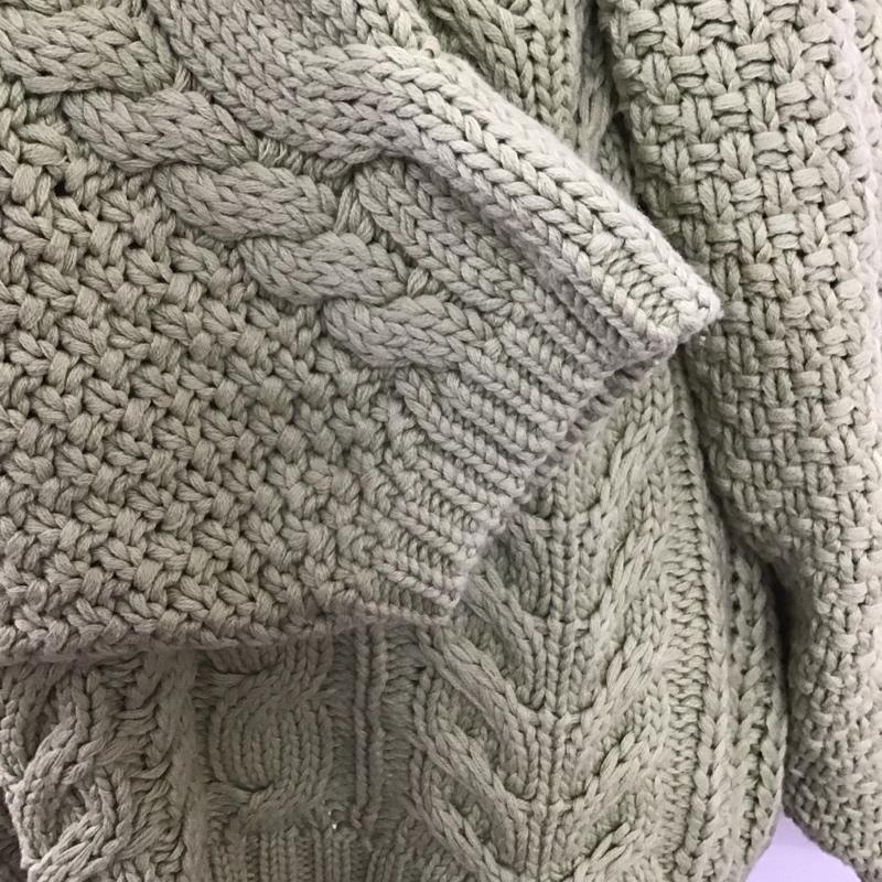 マウジー MOUSSY ニット、セーター 長袖 010esw70-0550 RAGLANSLEEVECABLEニット 長袖ニットカットソー FREE 無地 緑 / グリーン / レディース USED 古着 中古 10122970