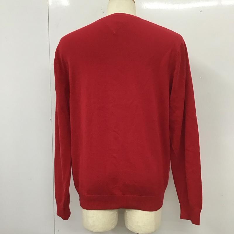トミーヒルフィガー TOMMY HILFIGER ニット、セーター 長袖 長袖ニットカットソー ニット セーター クルーネックニット L ロゴ、文字 赤 / レッド / メンズ USED 古着 中古 10112822