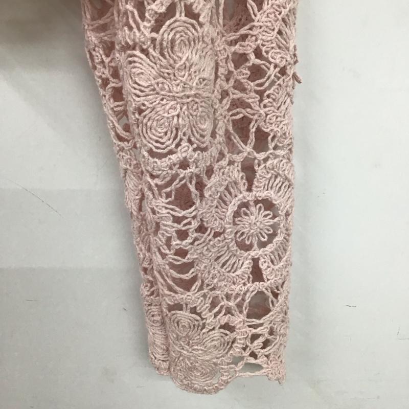 ザラ ZARA カットソー 長袖 2142/101/644 Tan Crochet Bardot Puff Sleeve Crop Top M 無地 桃 / ピンク / レディース USED 古着 中古 10131566