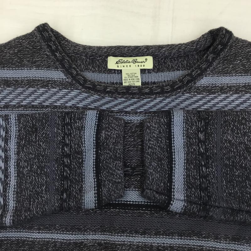 エディーバウアー Eddie Bauer ニット、セーター 長袖 L ボーダー柄 青 / ブルー / X 紺 / ネイビー / メンズ USED 古着 中古 10138283