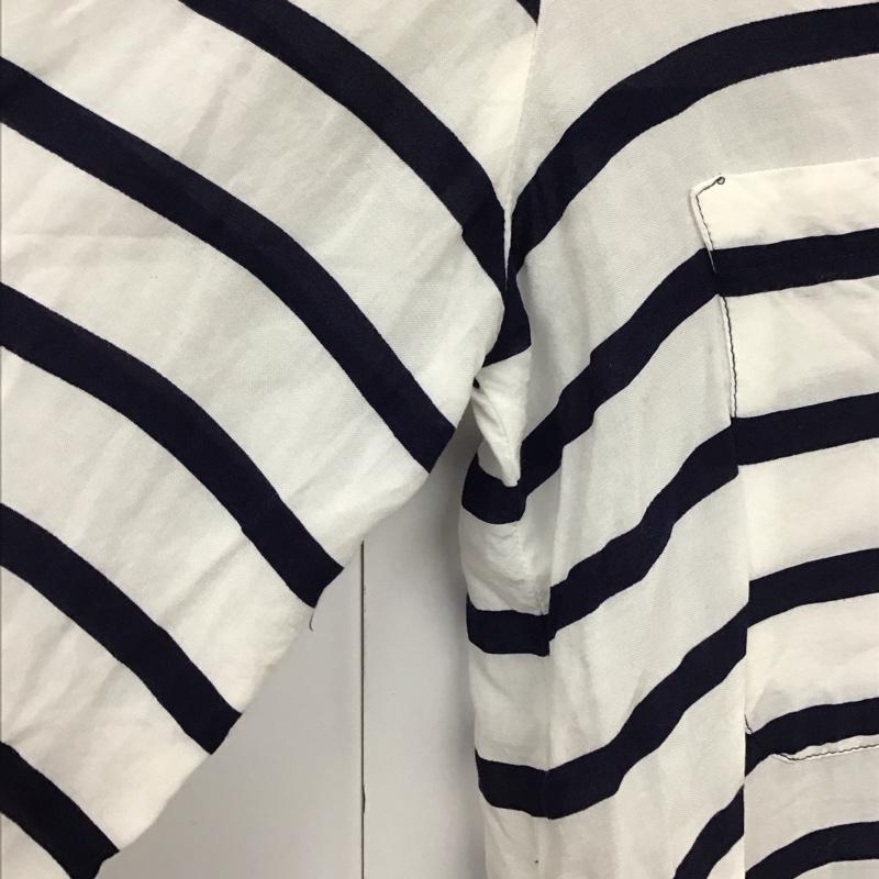 ザラベーシック ZARA BASIC カットソー 七分袖 XS ボーダー柄 白 / ホワイト / X 紺 / ネイビー / レディース USED 古着 中古 10130387