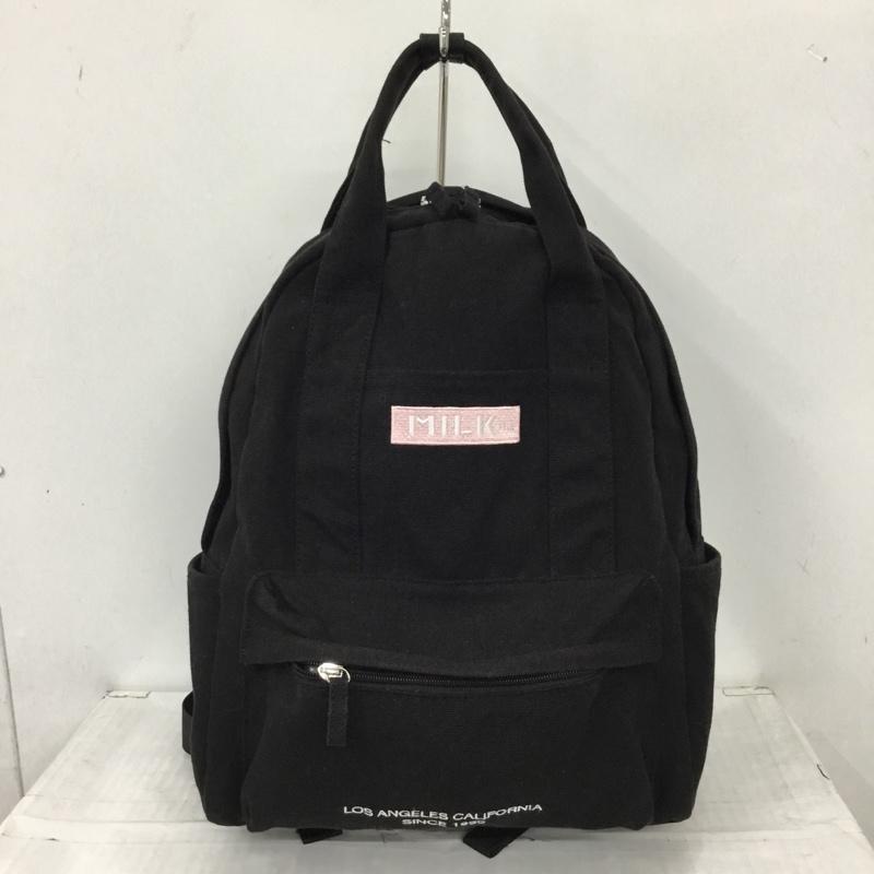 ミルクフェド MILKFED. リュックサック、デイパック リュックサック、デイバッグ 103203053018 EMBROIDERED BAR CANVAS BACKPACK ロゴ、文字 黒 / ブラック / レディース USED 古着 中古 10109902