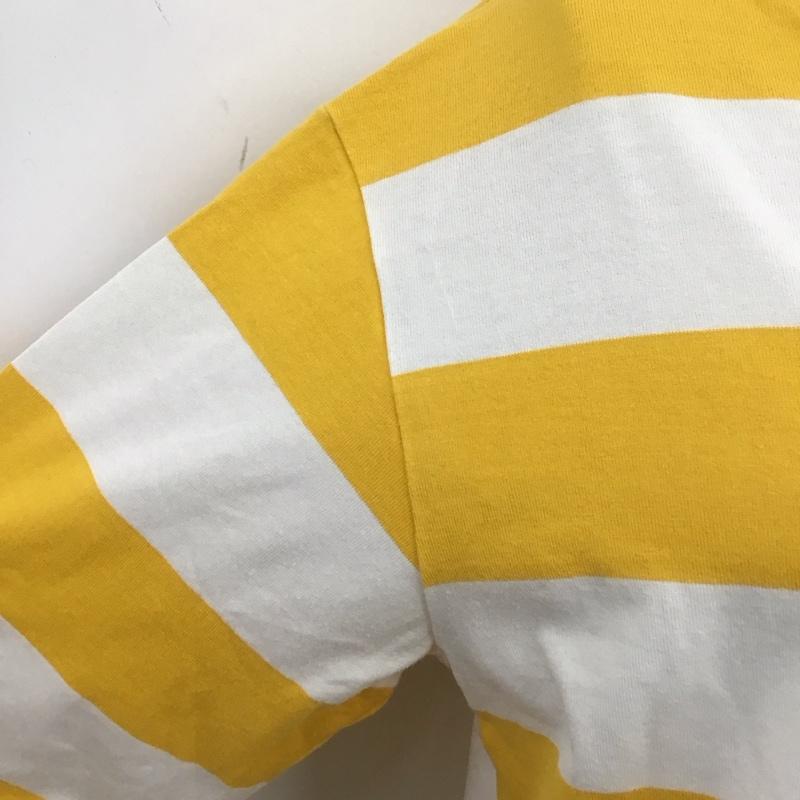 チャンピオン Champion Tシャツ 七分袖 M ボーダー柄 白 / ホワイト / X 黄 / イエロー / レディース USED 古着 中古 10108135