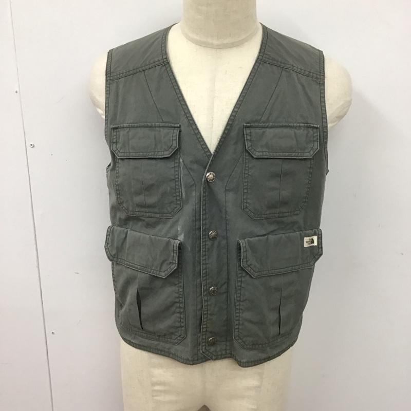 ザノースフェイス THE NORTH FACE ベスト ベスト ベスト ノースリーブカットソー 前ボタン L ロゴ、文字 カーキ / カーキ / メンズ USED 古着 中古 10123899
