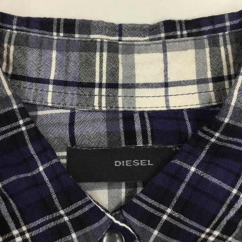 ディーゼル DIESEL シャツ、ブラウス 長袖 ワークシャツ S チェック 白 / ホワイト / X 黒 / ブラック / X 紺 / ネイビー / レディース USED 古着 中古 10118492