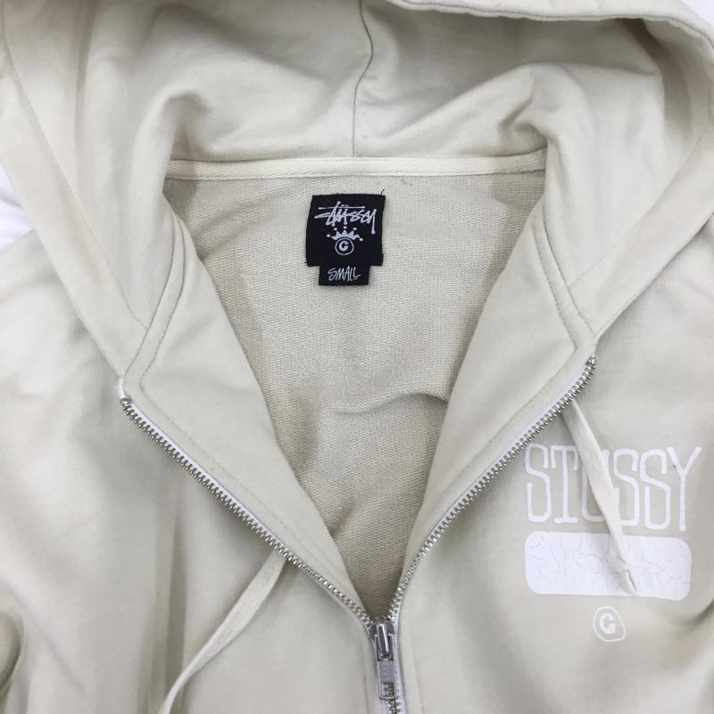 ステューシー STUSSY パーカー 長袖 ジップパーカー S ロゴ、文字 X プリント ベージュ / ベージュ / メンズ USED 古着 中古 10128165
