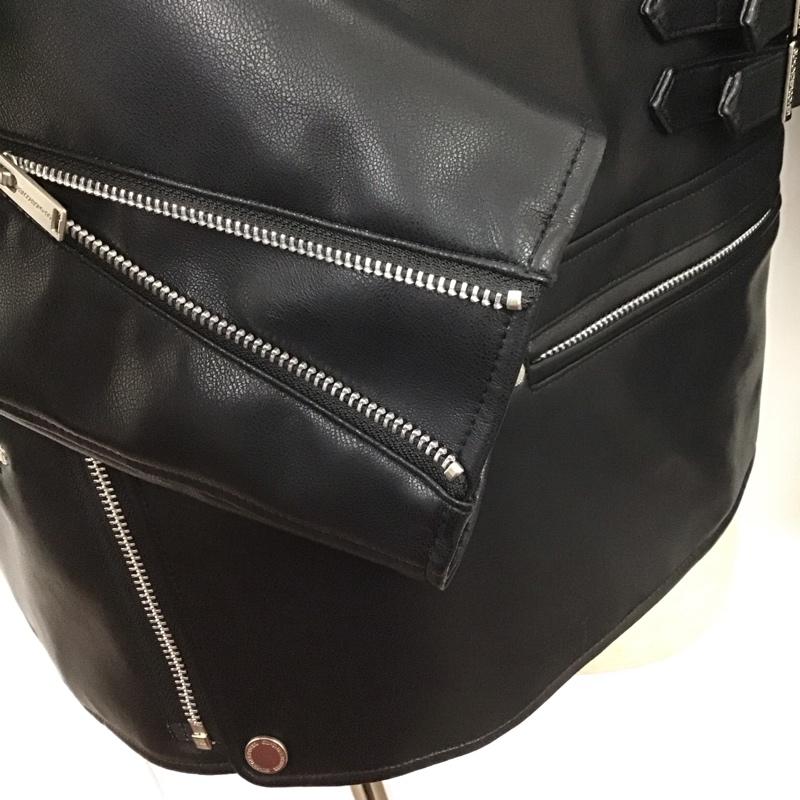 ジーユー GU ジャケット、上着 ライダース 351028 2WAYライダース UNDERCOVER ベスト フェイクレザー XL 無地 黒 / ブラック / メンズ USED 古着 中古 10107062