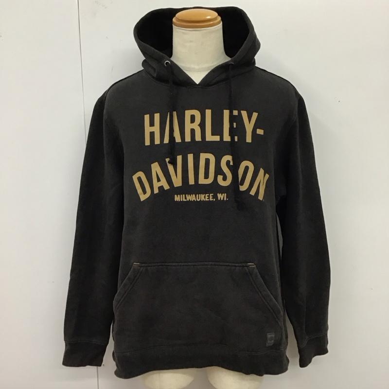 ハーレーダビッドソン Harley-Davidson パーカー 長袖 長袖パーカー フード付きパーカー プリントスウェット トレーナー XXL ロゴ、文字 黒 / ブラック /  メンズ USED 古着 中古 10119956