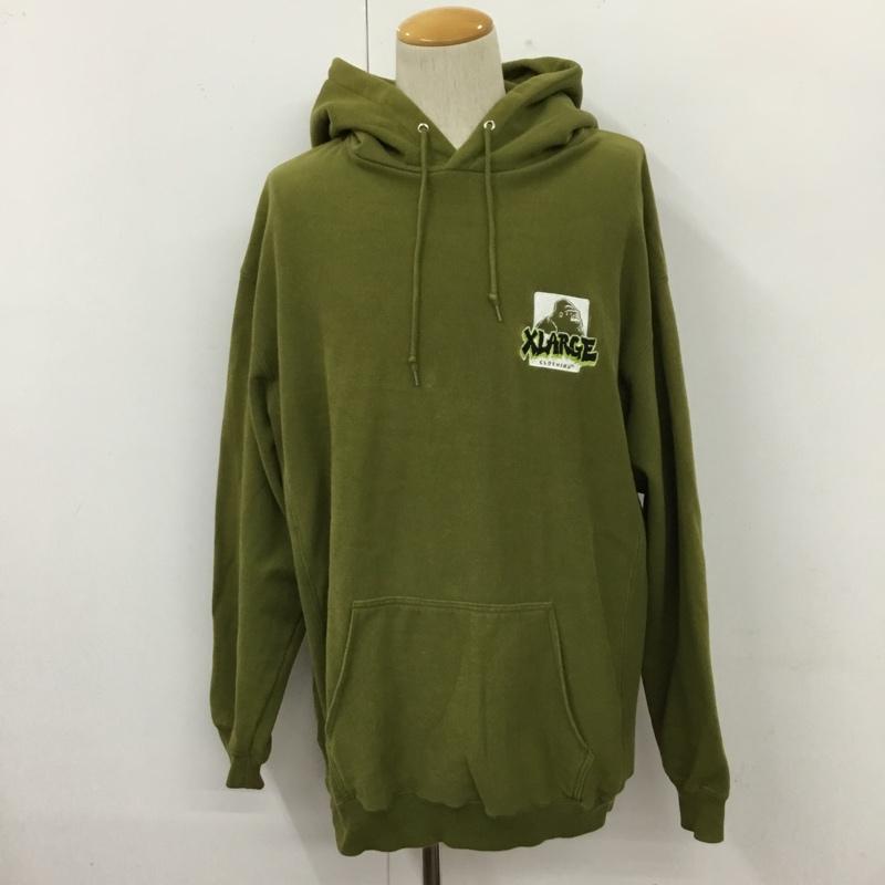 エクストララージ XLARGE パーカー 長袖 長袖パーカー フード付きパーカー プリントスウェット トレーナー L ロゴ、文字 緑 / グリーン / メンズ USED 古着 中古 10110065