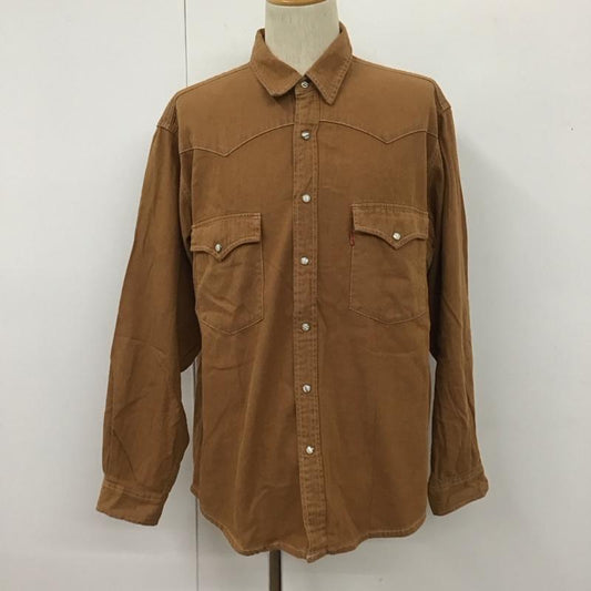 リーバイス Levi s シャツ、ブラウス 長袖 長袖シャツ カラーシャツ ポケットシャツ 長袖カットソー L 無地 茶 / ブラウン /  メンズ USED 古着 中古 10109777