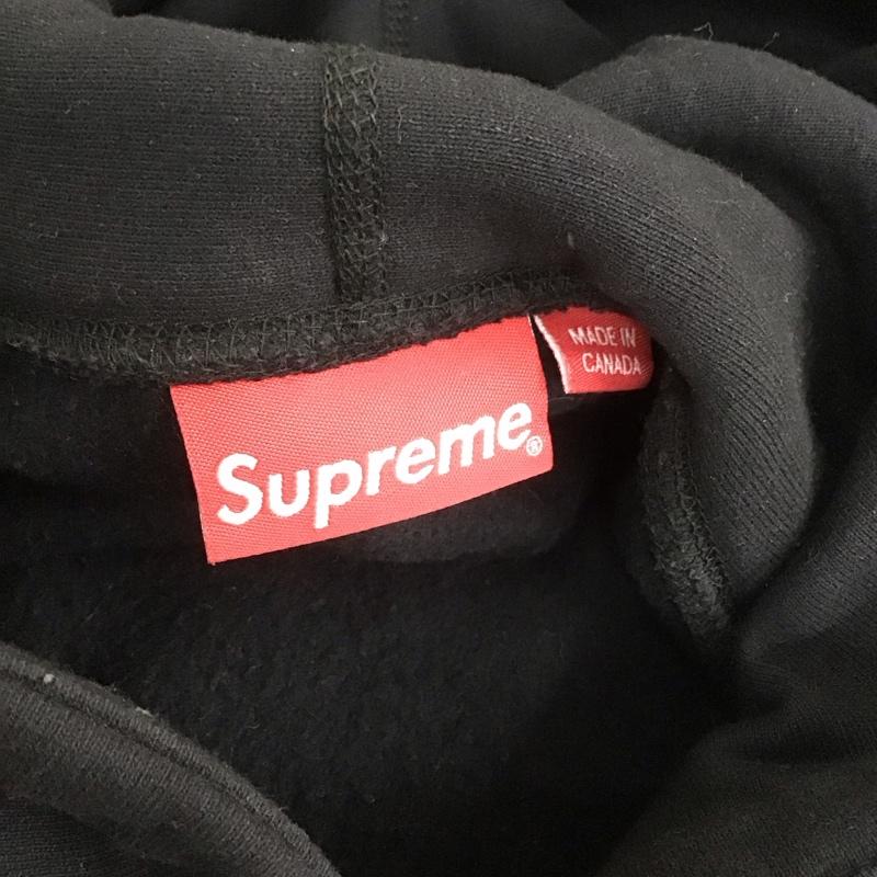 シュプリーム Supreme パーカー 長袖 18A/W レザーロゴスウェットパーカー 長袖パーカー トレーナー XL ロゴ、文字 黒 / ブラック / メンズ USED 古着 中古 10107392