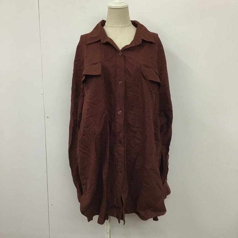 ローリーズファーム LOWRYS FARM シャツ、ブラウス 長袖 FREE 無地 茶 / ブラウン / レディース USED 古着 中古 10105884