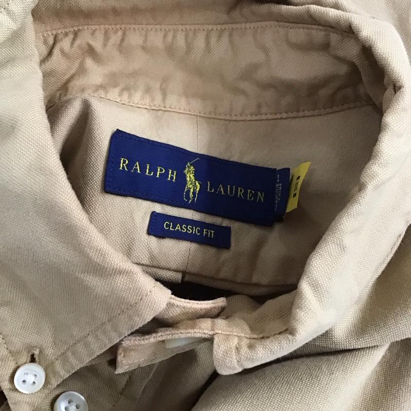 ラルフローレン RALPHLAUREN シャツ、ブラウス 長袖 長袖シャツ カラーシャツ 長袖カットソー ボタンダウンシャツ S ロゴ、文字 ベージュ / ベージュ / メンズ USED 古着 中古 10107318