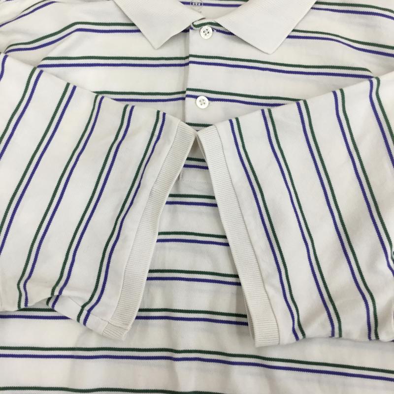 ポロゴルフラルフローレン POLOGOLF ポロシャツ 半袖 M ボーダー柄 白 / ホワイト / メンズ USED 古着 中古 10133531