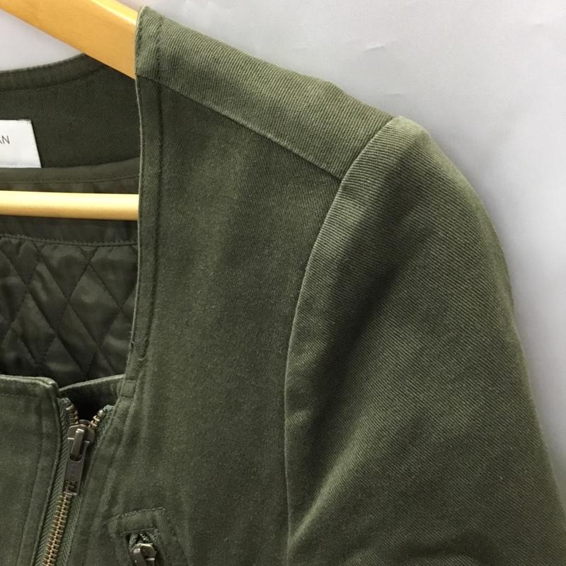 スピック&スパン Spick & Span ジャケット、上着 ジャケット、ブレザー ジップアップジャケット ジャンパー ノーカラージャケット カジュアルジャケット アウター 36 無地 カーキ / カーキ / レディース USED 古着 中古 10108290