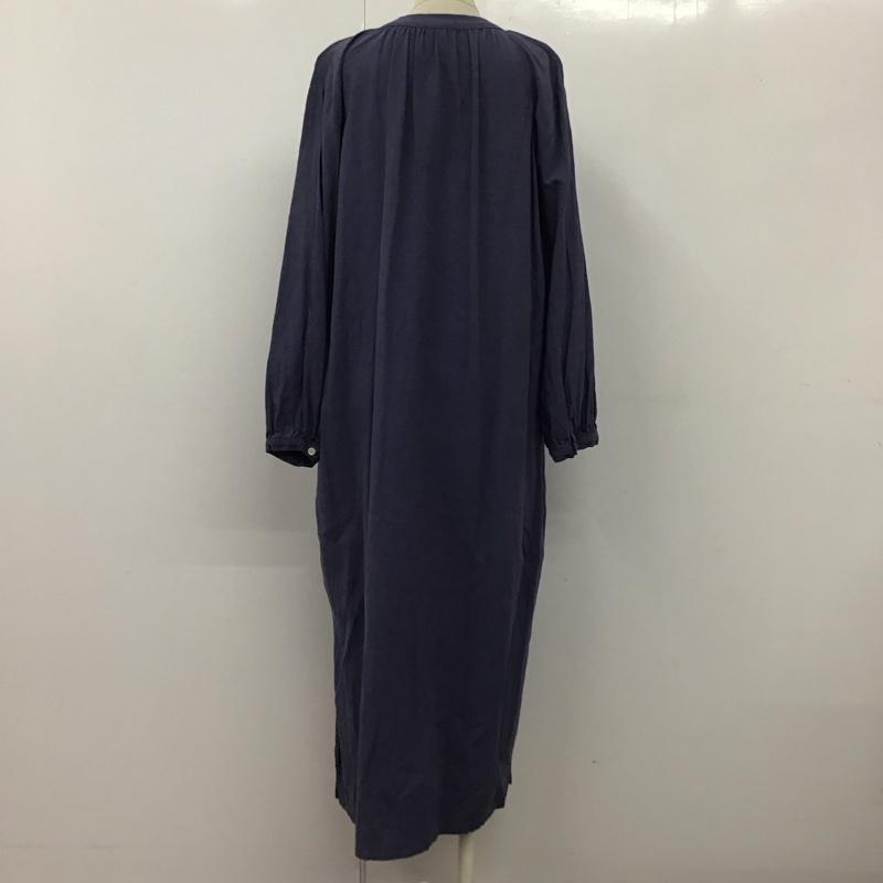 ひより HIYORI ワンピース ロングスカート 2505628 長袖ロングワンピース ノーカラーシャツワンピース FREE 無地 青 / ブルー / レディース USED 古着 中古 10113052