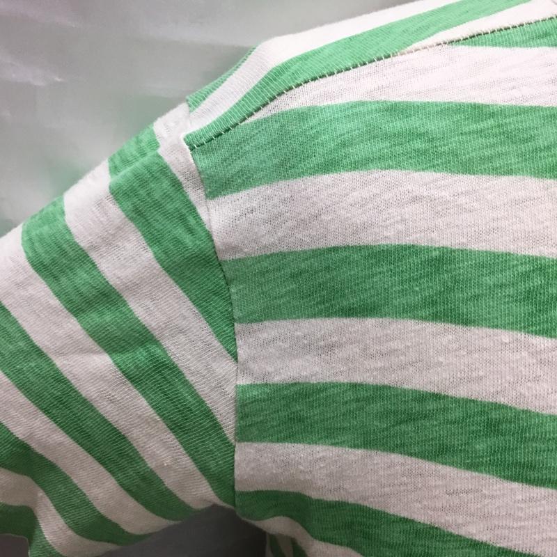 フリークスストア FREAK S STORE Tシャツ 半袖 半袖カットソー プリントTシャツ Vネックカットソー M ボーダー柄 白 / ホワイト / X 緑 / グリーン /  メンズ USED 古着 中古 10109291
