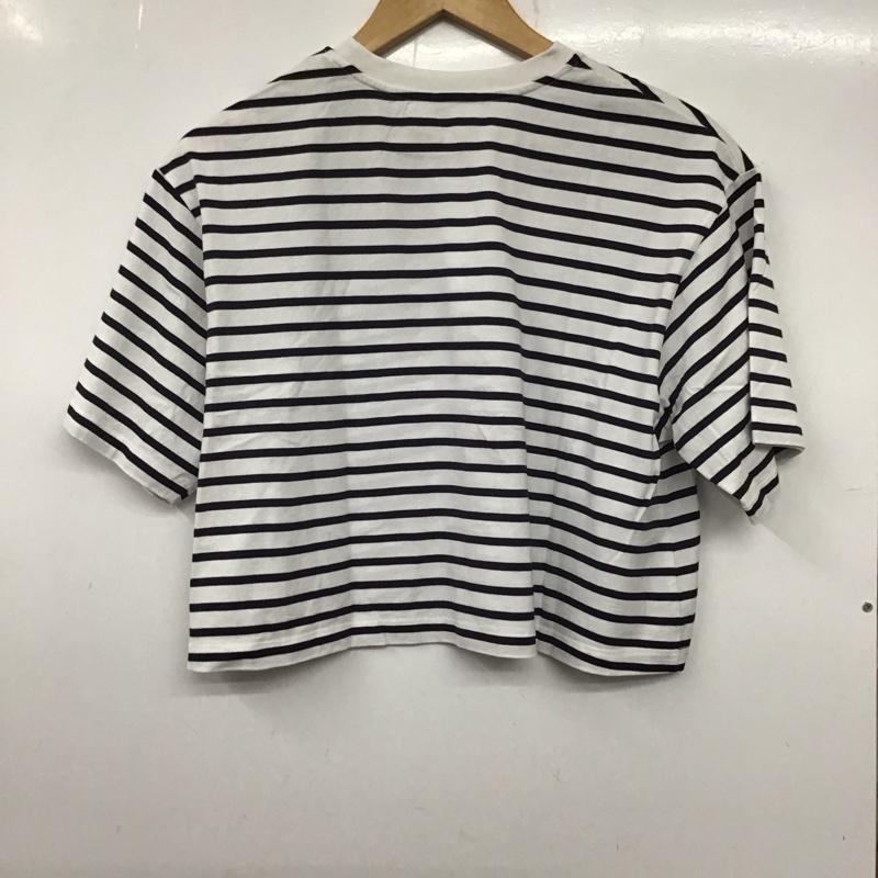 ミラオーウェン Mila Owen Tシャツ 半袖 09WCT244925 ショート丈アップリケT 1 ボーダー柄 白 / ホワイト / X 黒 / ブラック / レディース USED 古着 中古 10134593