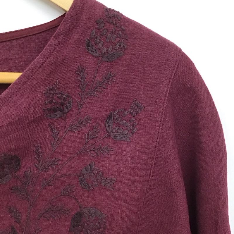 サマンサモスモス Samansa Mos2 シャツ、ブラウス 長袖 SKB-1710474 FREE 刺繍 えんじ / ワインレッド / レディース USED 古着 中古 10130201