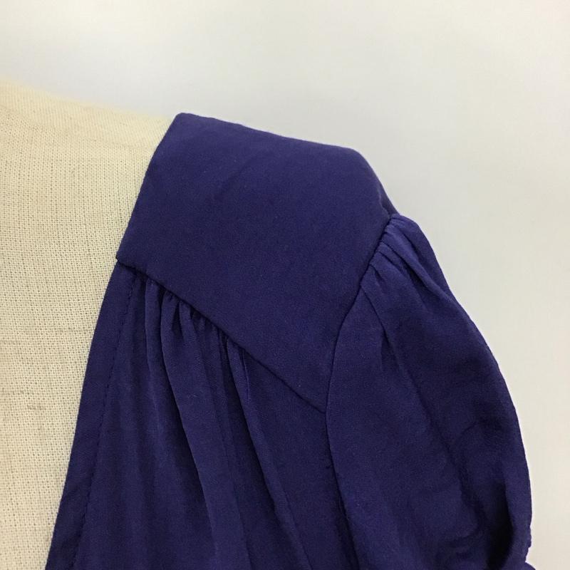 ザラベーシック ZARA BASIC カットソー 半袖 半袖カットソー 無地Tシャツ ジップアップネック S 無地 青 / ブルー / レディース USED 古着 中古 10117673