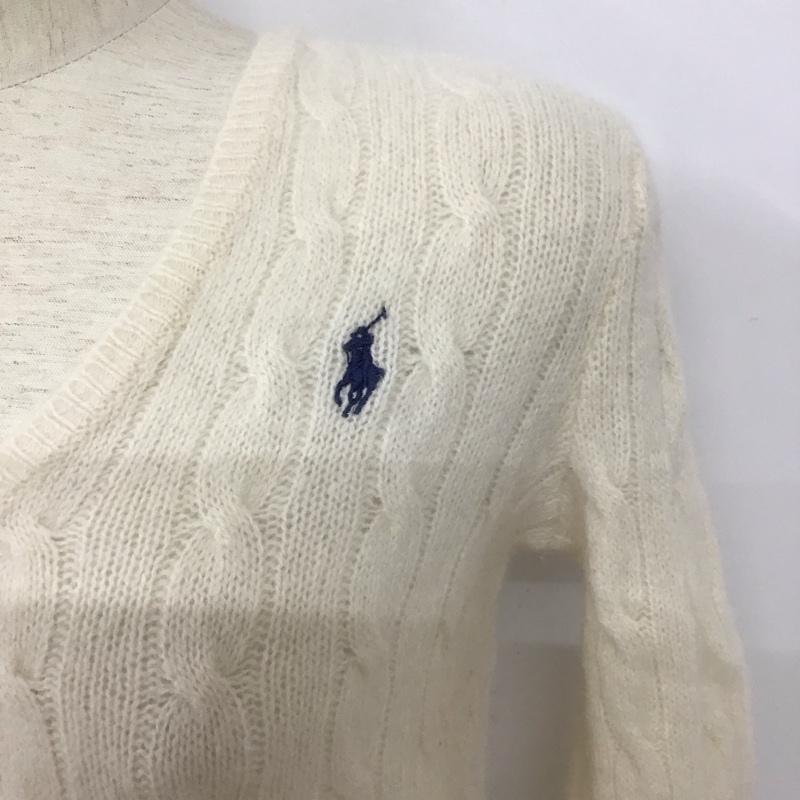 ポロラルフローレン POLO RALPH LAUREN ニット、セーター 長袖 Vネック S 無地 白 / ホワイト / レディース USED 古着 中古 10128051