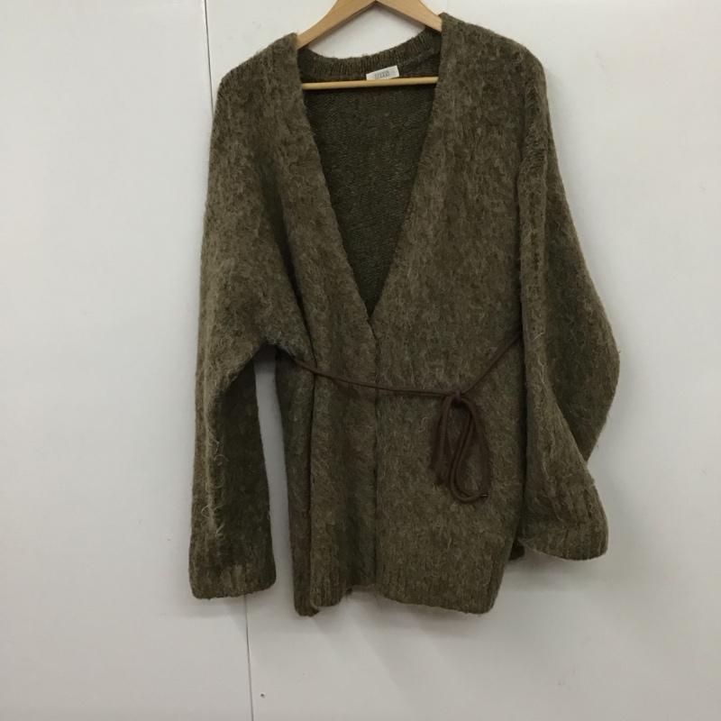 ローリーズファーム LOWRYS FARM カーディガン 長袖 FREE 無地 カーキ / カーキ / レディース USED 古着 中古 10131564