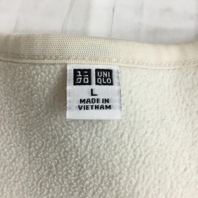 ユニクロ UNIQLO カーディガン 長袖 241-418245 ボアフリースVネックフルジップカーディガン ジップアップジャケット L 無地 白 / ホワイト / レディース USED 古着 中古 10110302