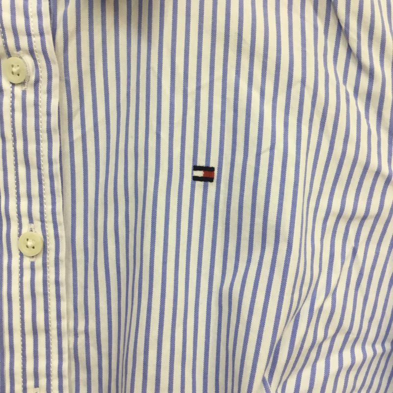 トミーヒルフィガー TOMMY HILFIGER シャツ、ブラウス 長袖 チェック XXS ストライプ 青 / ブルー / X 白 / ホワイト / レディース USED 古着 中古 10000006