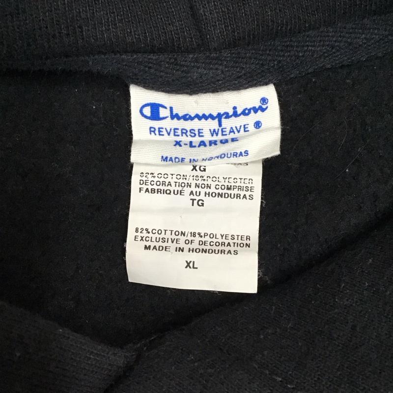 チャンピオン Champion パーカー 長袖 長袖パーカー フード付きパーカー プリントスウェット トレーナー XL 無地 黒 / ブラック /  メンズ USED 古着 中古 10120495