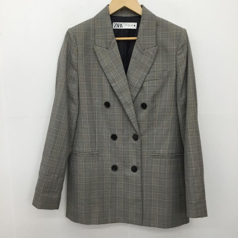 ザラ ZARA ジャケット、上着 ジャケット、ブレザー S チェック 黒 / ブラック / X 茶 / ブラウン / レディース USED 古着 中古 10133858