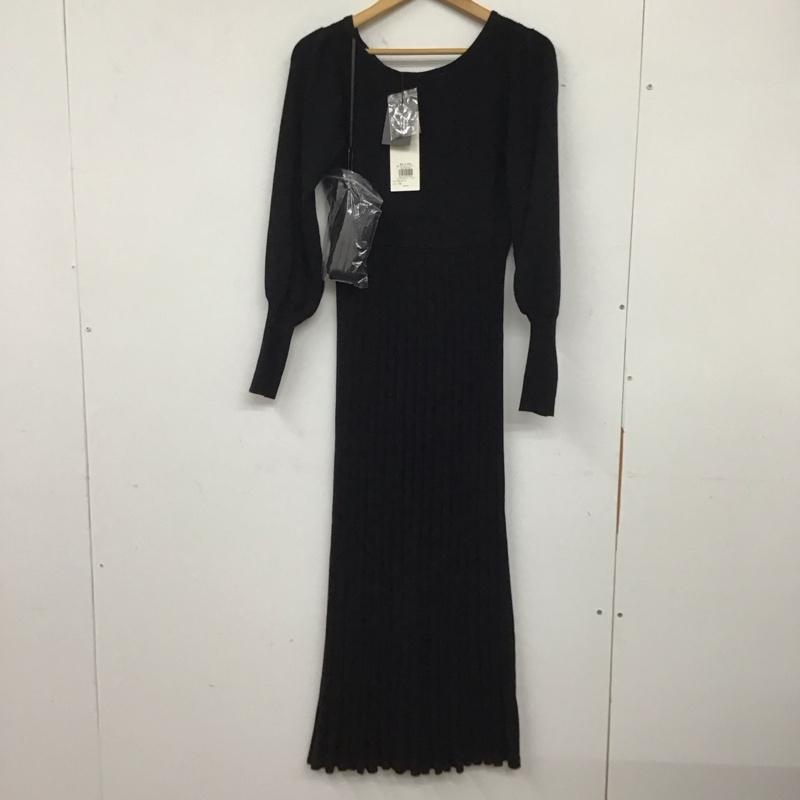 アズールバイマウジー AZUL BY MOUSSY ワンピース ロングスカート 250fsb73-127c PLEATSKNITONEPIECE 長袖ニットワンピース M 無地 黒 / ブラック / レディース USED 古着 中古 10137546