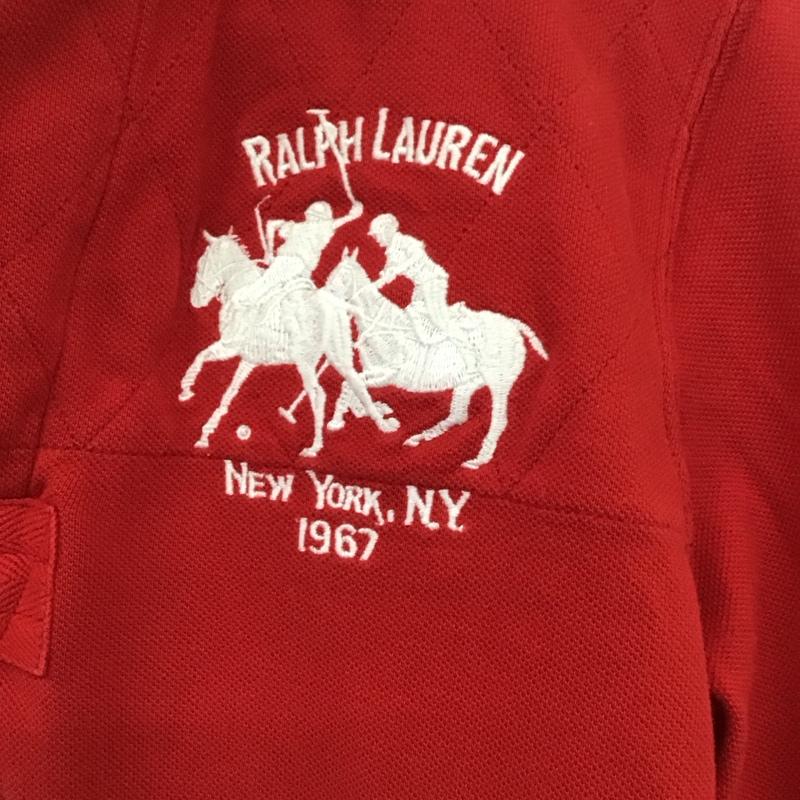 ラルフローレン RALPHLAUREN ポロシャツ 長袖 長袖ポロシャツ 長袖カットソー カラーシャツ M ロゴ、文字 白 / ホワイト / X 赤 / レッド / メンズ USED 古着 中古 10134010