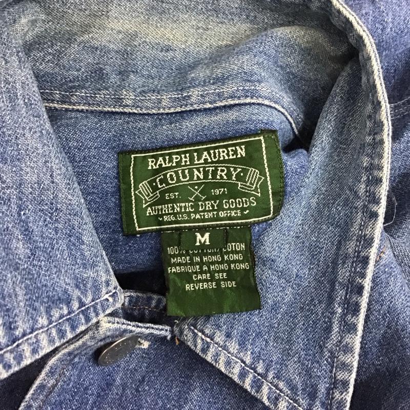 ラルフローレン RALPHLAUREN シャツ、ブラウス 長袖 長袖シャツ カラーシャツ ポケットシャツ 長袖カットソー デニムシャツ M ロゴ、文字 インディゴ / インディゴ / メンズ USED 古着 中古 10123865