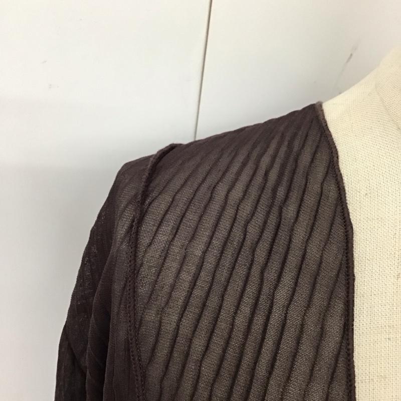 ザラ ZARA カーディガン 長袖 長袖カーディガン 長袖カットソー ノーカラージャケット 前開カーディガン L 無地 茶 / ブラウン /  レディース USED 古着 中古 10114925