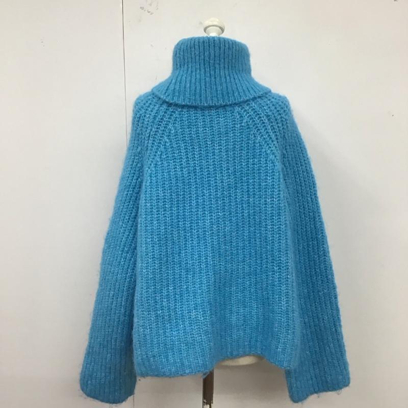 ザラ ZARA ニット、セーター 長袖 長袖ニットカットソー ニット セーター タートルネックニット L 無地 青 / ブルー / レディース USED 古着 中古 10122423